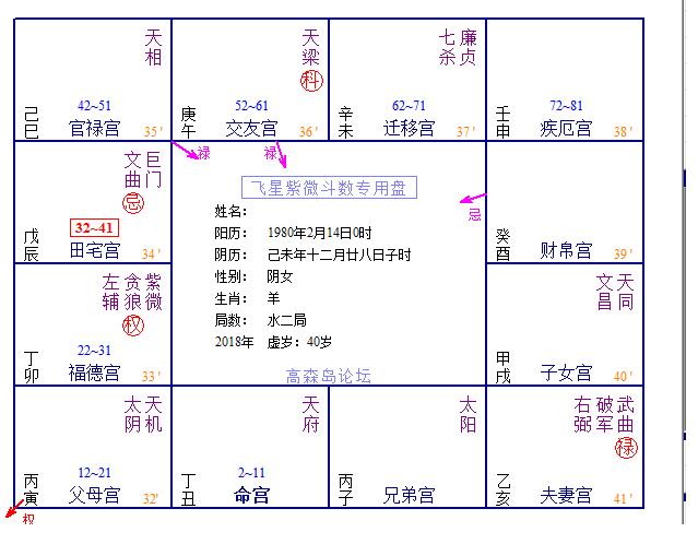 紫微斗数楚天云阔老师论命一例